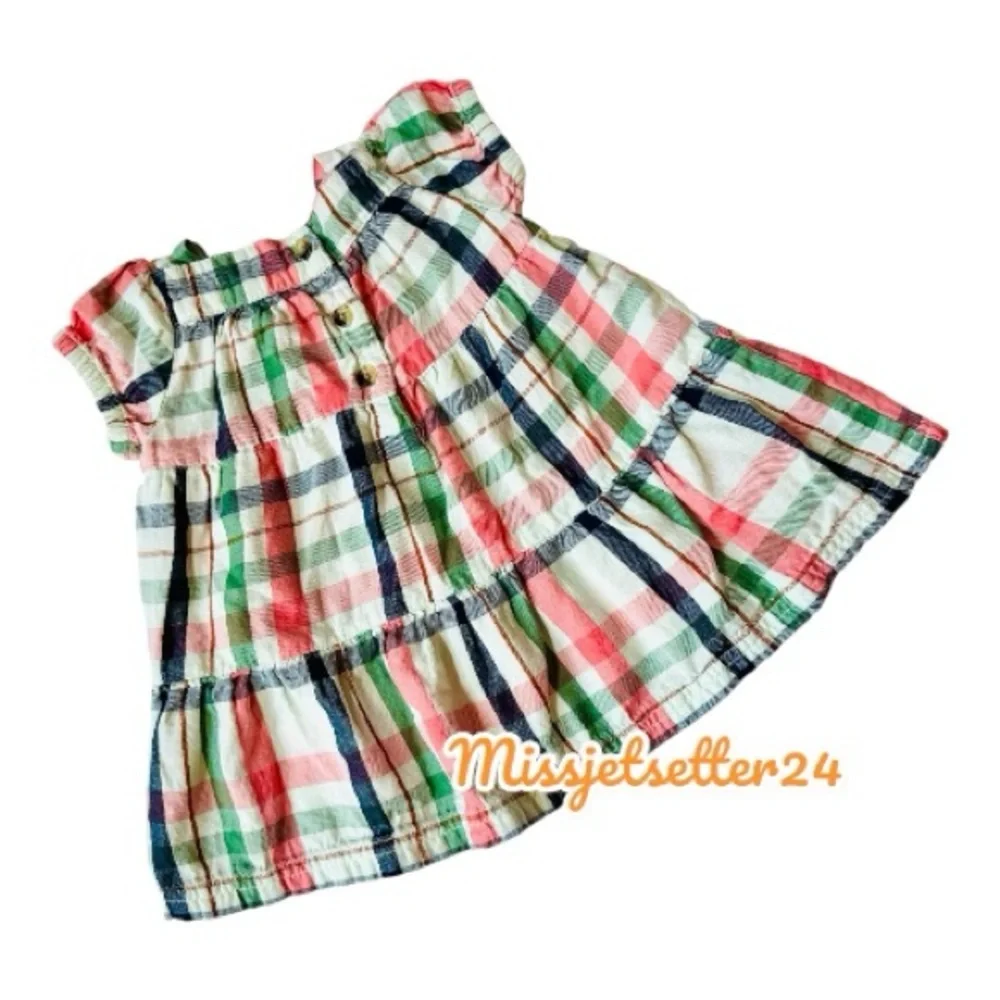 Rufflebutts Plaid Pink Green Blue Dress 6-12 months